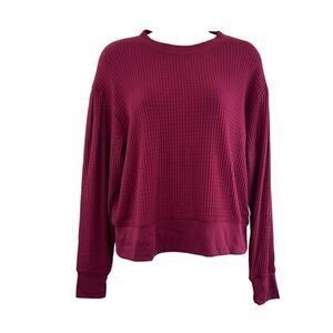 Treasure & Bond Women XS Crew Neck Burgundy Knit Long Sleeve Blouse NWT